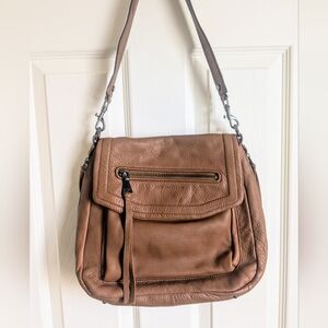 Aimee Kestenberg Leather Shoulder Bag -Fifth Avenue in Chestnut Brown